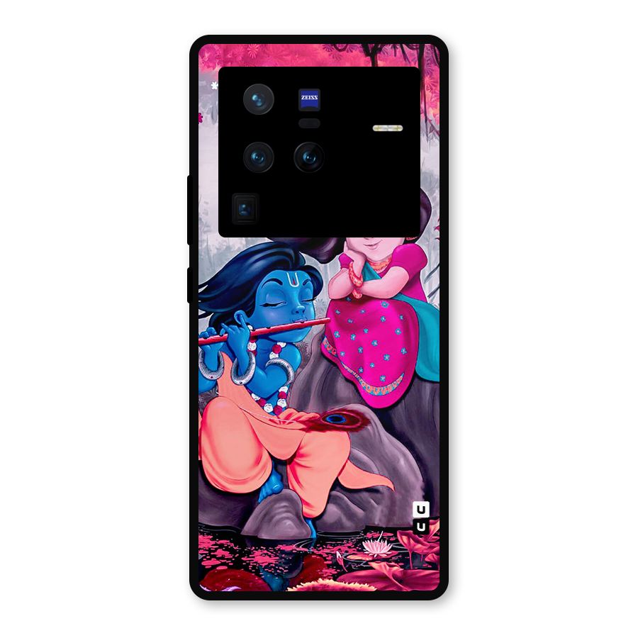 Cute Radha Krishna Metal Back Case for Vivo X80 Pro
