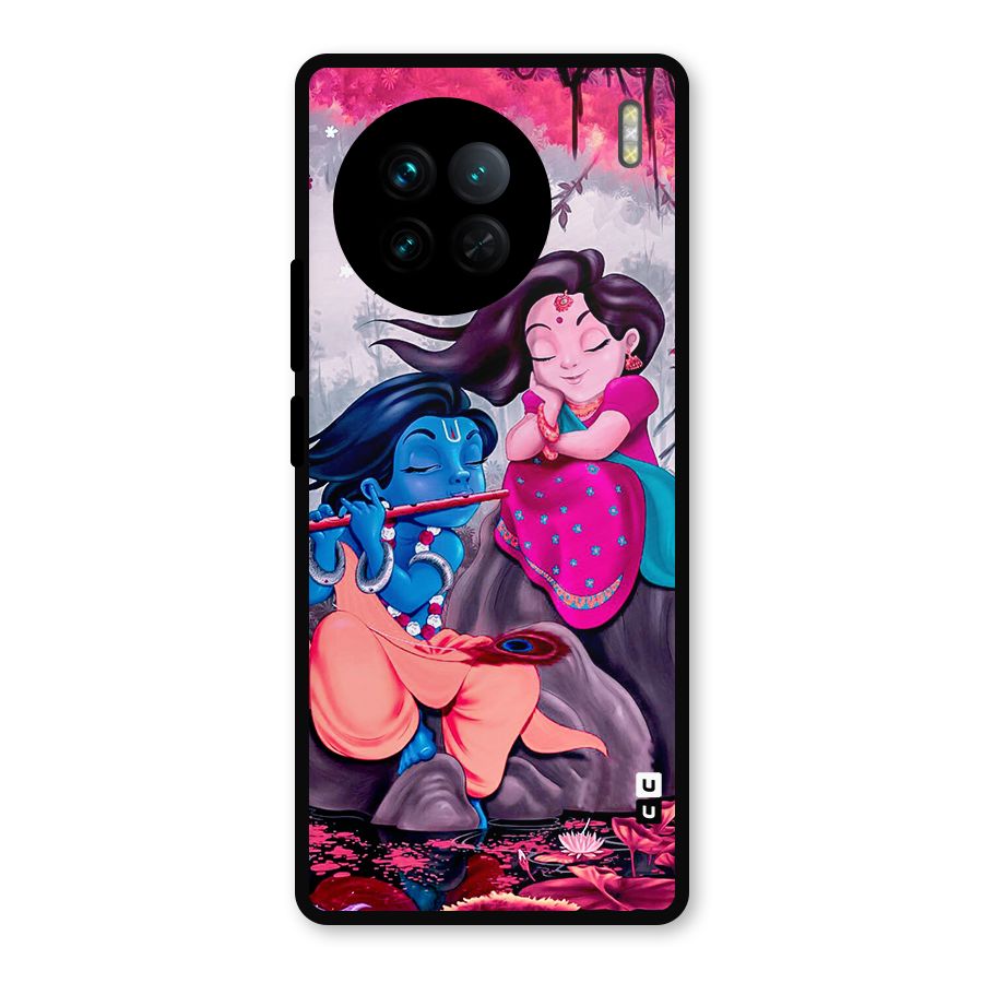 Cute Radha Krishna Metal Back Case for Vivo X90