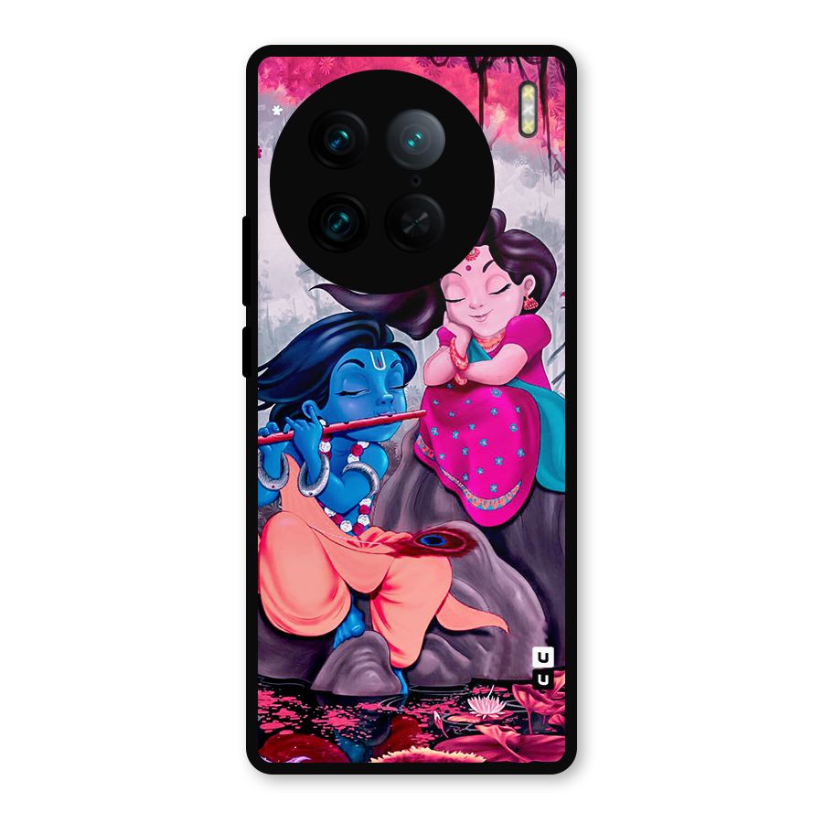 Cute Radha Krishna Metal Back Case for Vivo X90 Pro