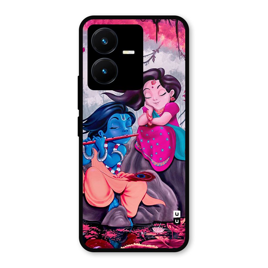 Cute Radha Krishna Metal Back Case for Vivo Y22