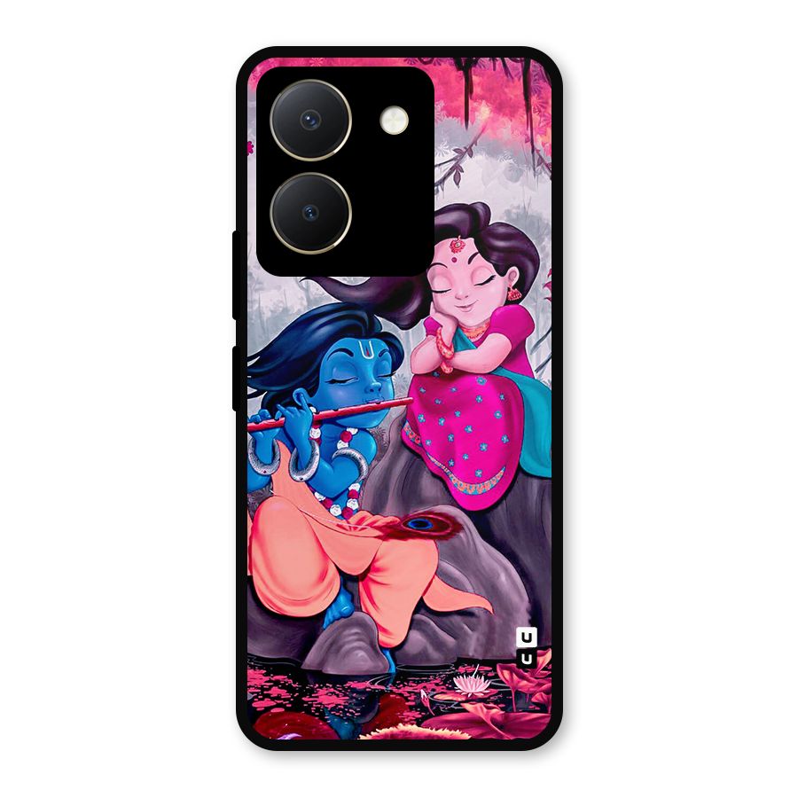 Cute Radha Krishna Metal Back Case for Vivo Y36
