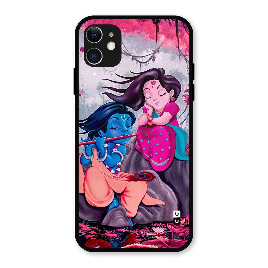 Cute Radha Krishna Metal Back Case for iPhone 11