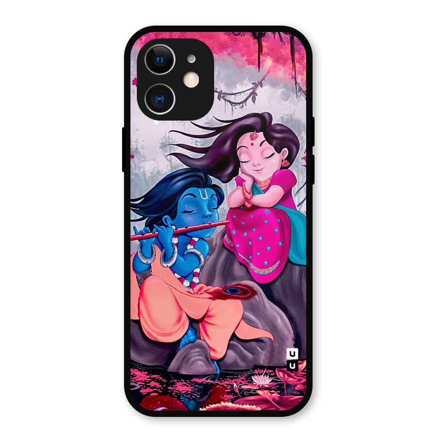 Cute Radha Krishna Metal Back Case for iPhone 12