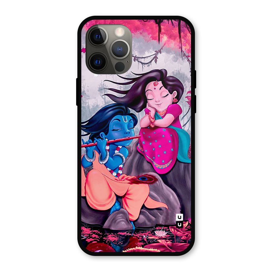 Cute Radha Krishna Metal Back Case for iPhone 12 Pro