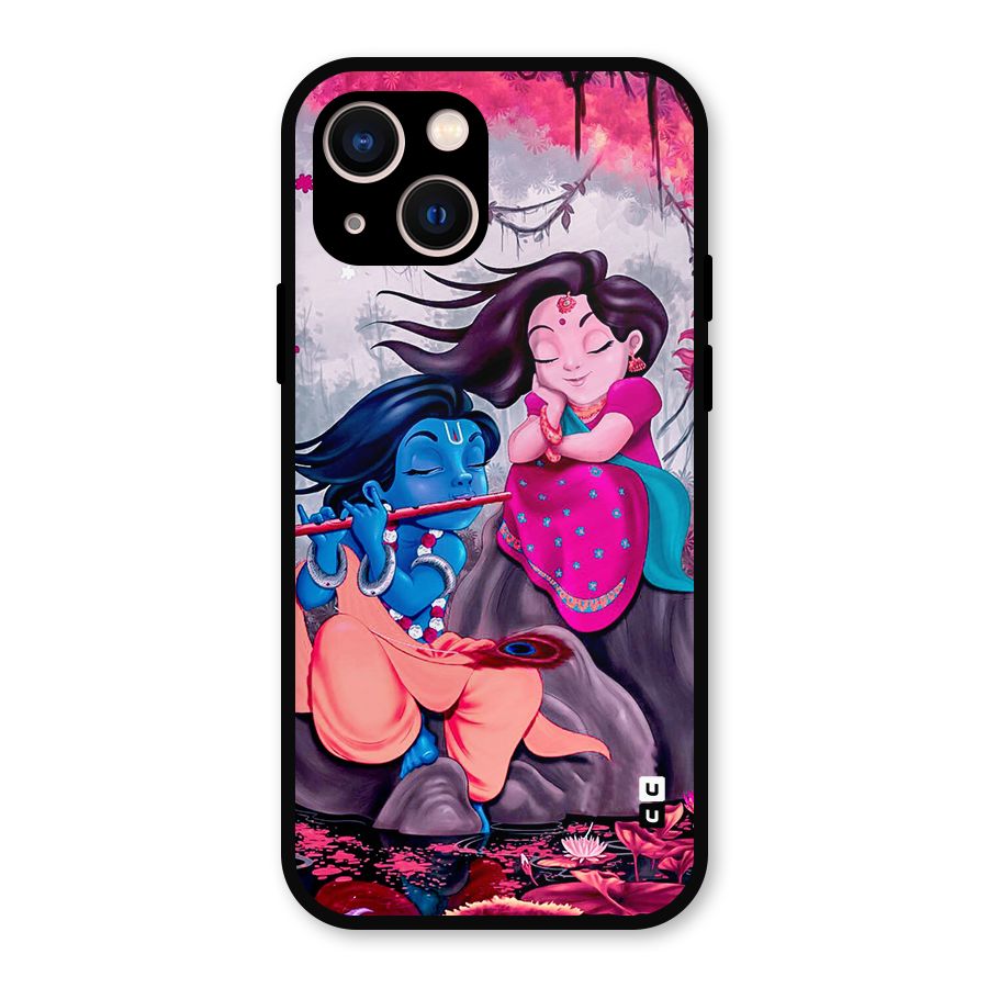 Cute Radha Krishna Metal Back Case for iPhone 13