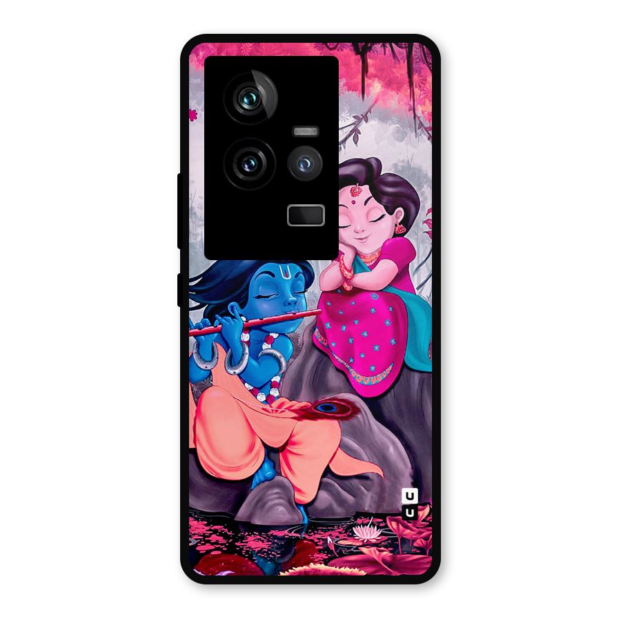Cute Radha Krishna Metal Back Case for iQOO 11 5G