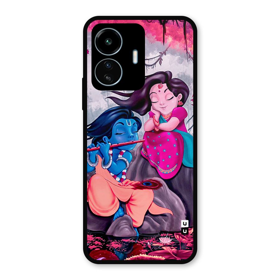Cute Radha Krishna Metal Back Case for vivo iQOO Z6 Lite 5G