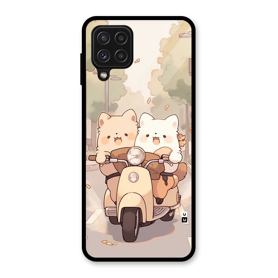 Cute Riders Glass Back Case for Galaxy A22 4G
