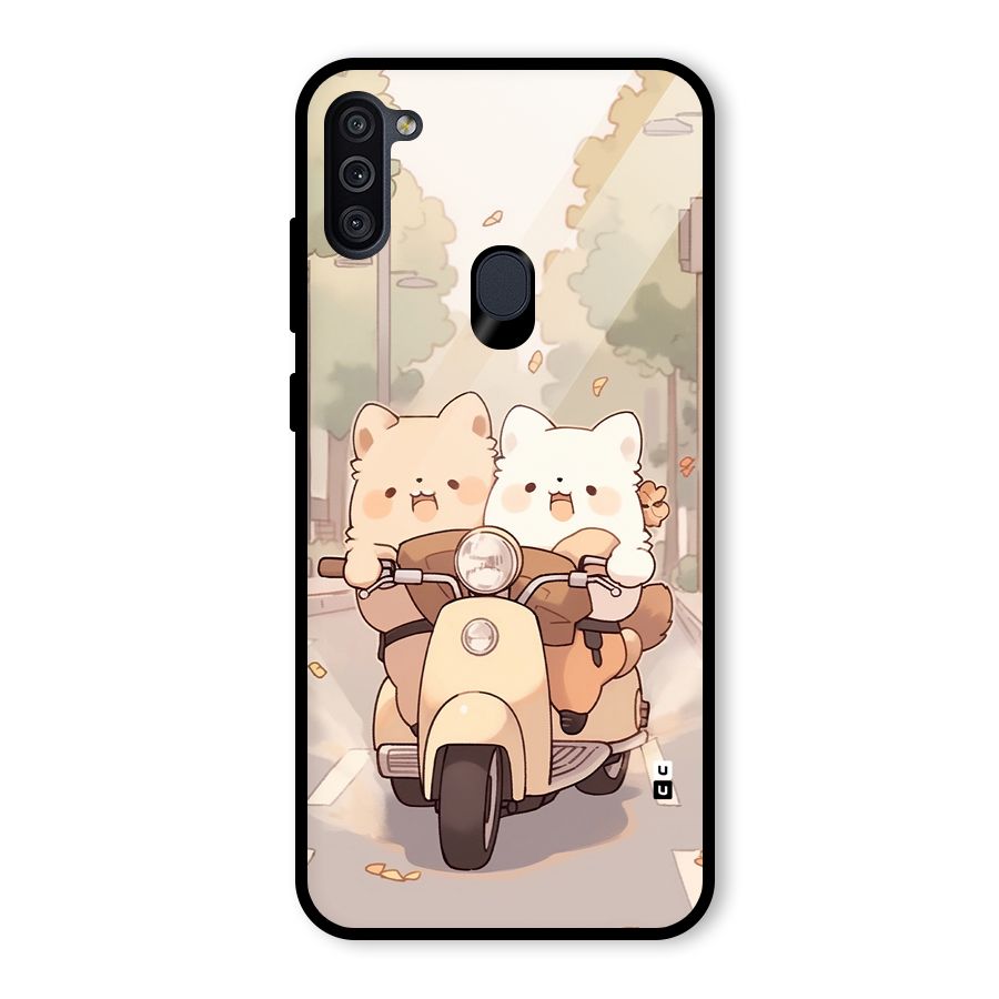 Cute Riders Glass Back Case for Galaxy M11