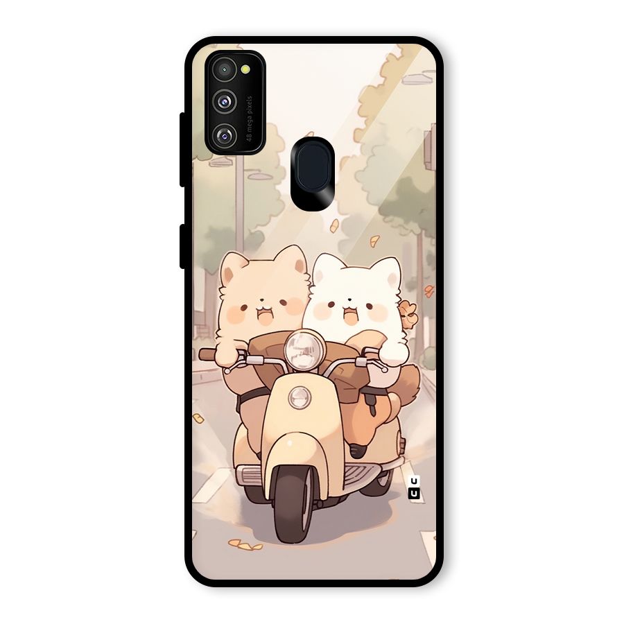 Cute Riders Glass Back Case for Galaxy M21