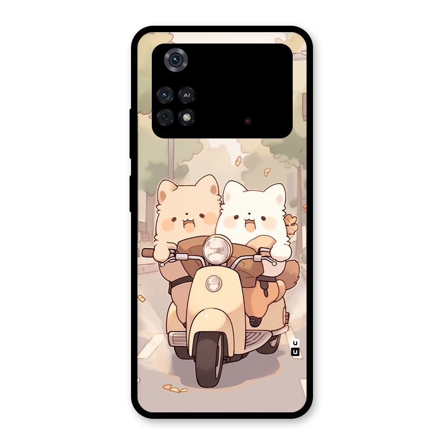 Cute Riders Glass Back Case for Poco M4 Pro 4G