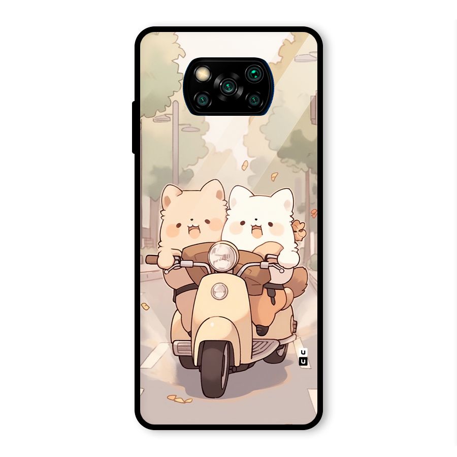 Cute Riders Glass Back Case for Poco X3 Pro