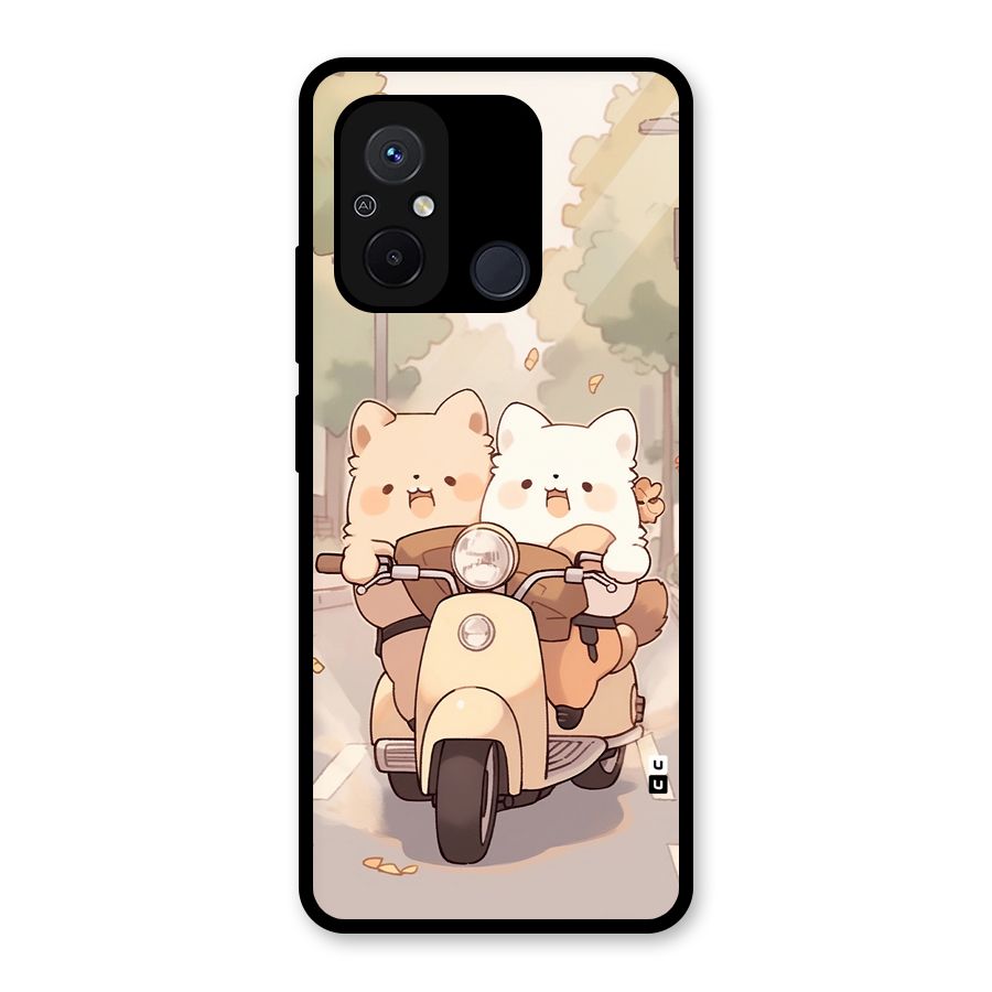 Cute Riders Glass Back Case for Redmi 12C