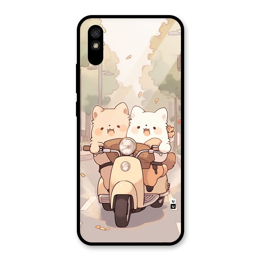 Cute Riders Glass Back Case for Redmi 9i