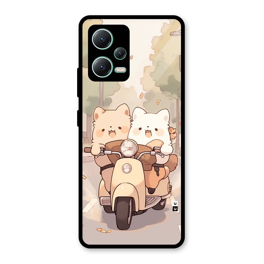Cute Riders Glass Back Case for Redmi Note 12 5G