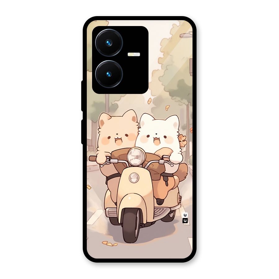 Cute Riders Glass Back Case for Vivo Y22s