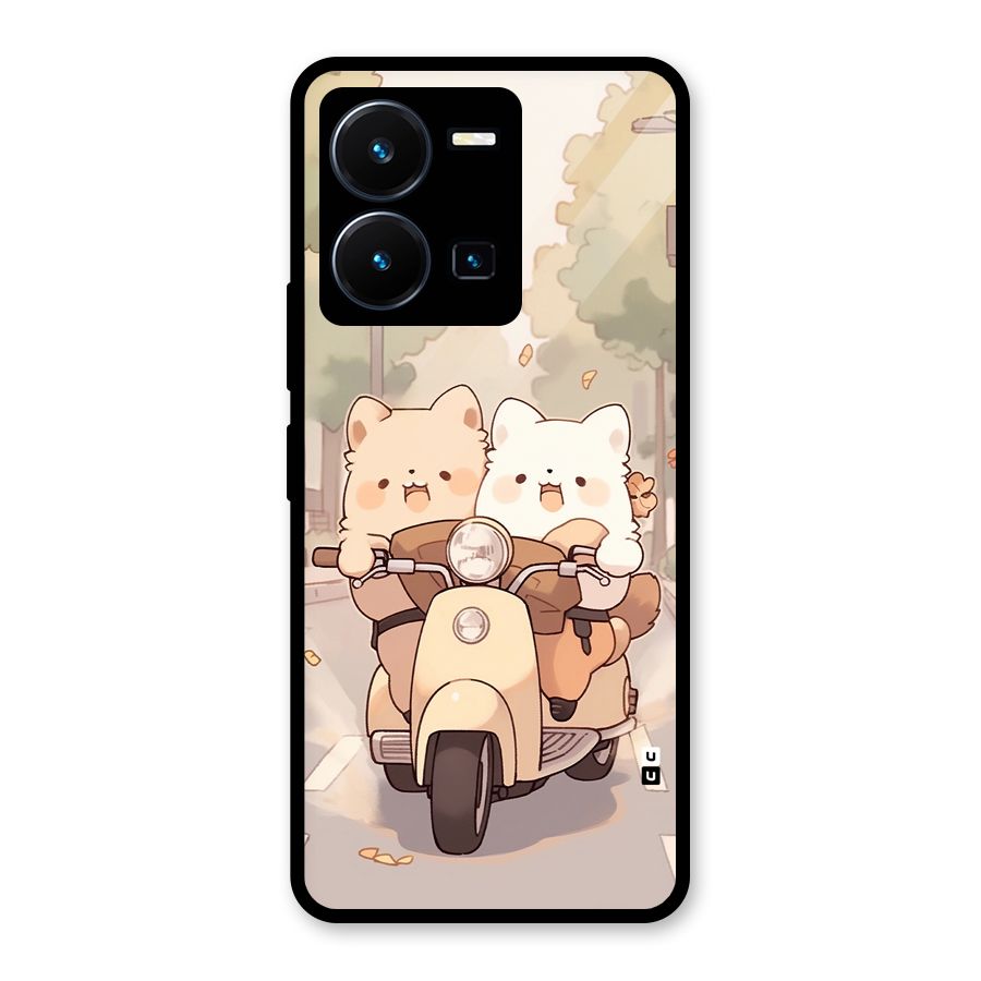 Cute Riders Glass Back Case for Vivo Y35