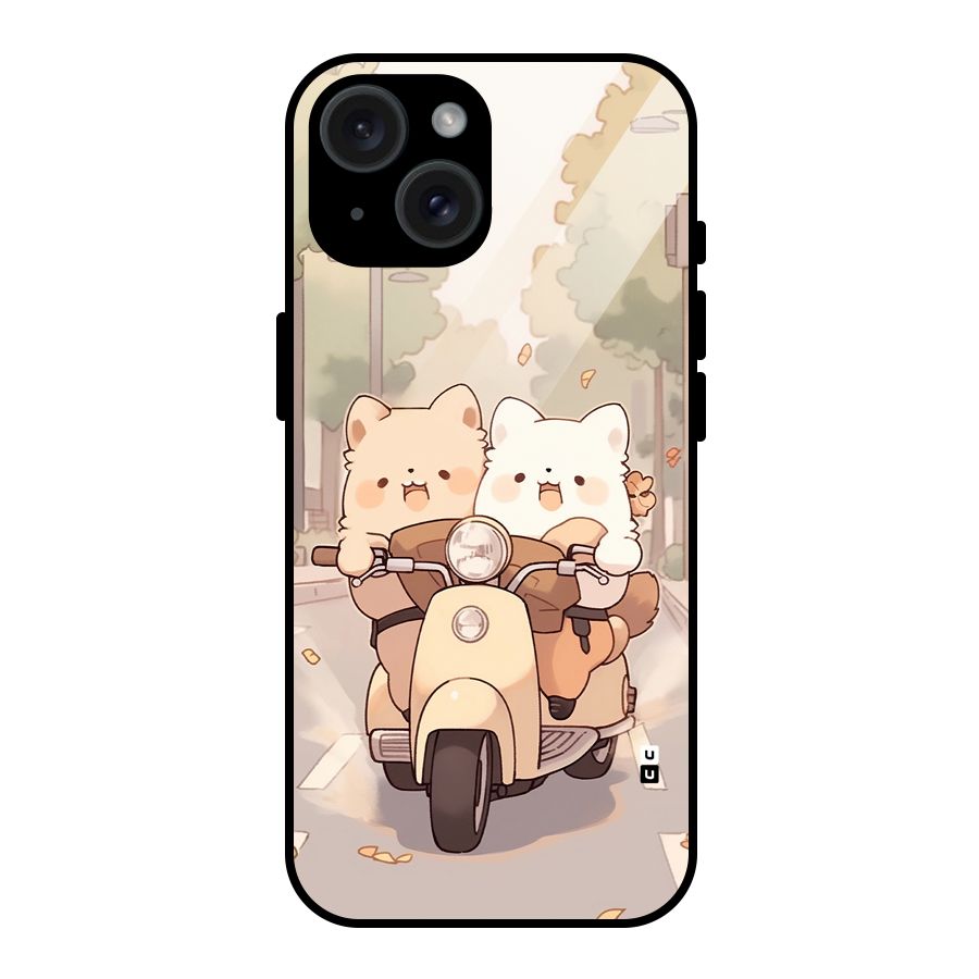 Cute Riders Glass Back Case for iPhone 15