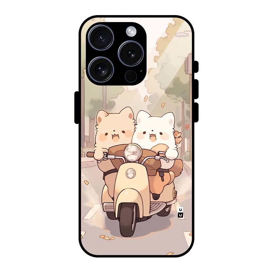 Cute Riders Glass Back Case for iPhone 15 Pro
