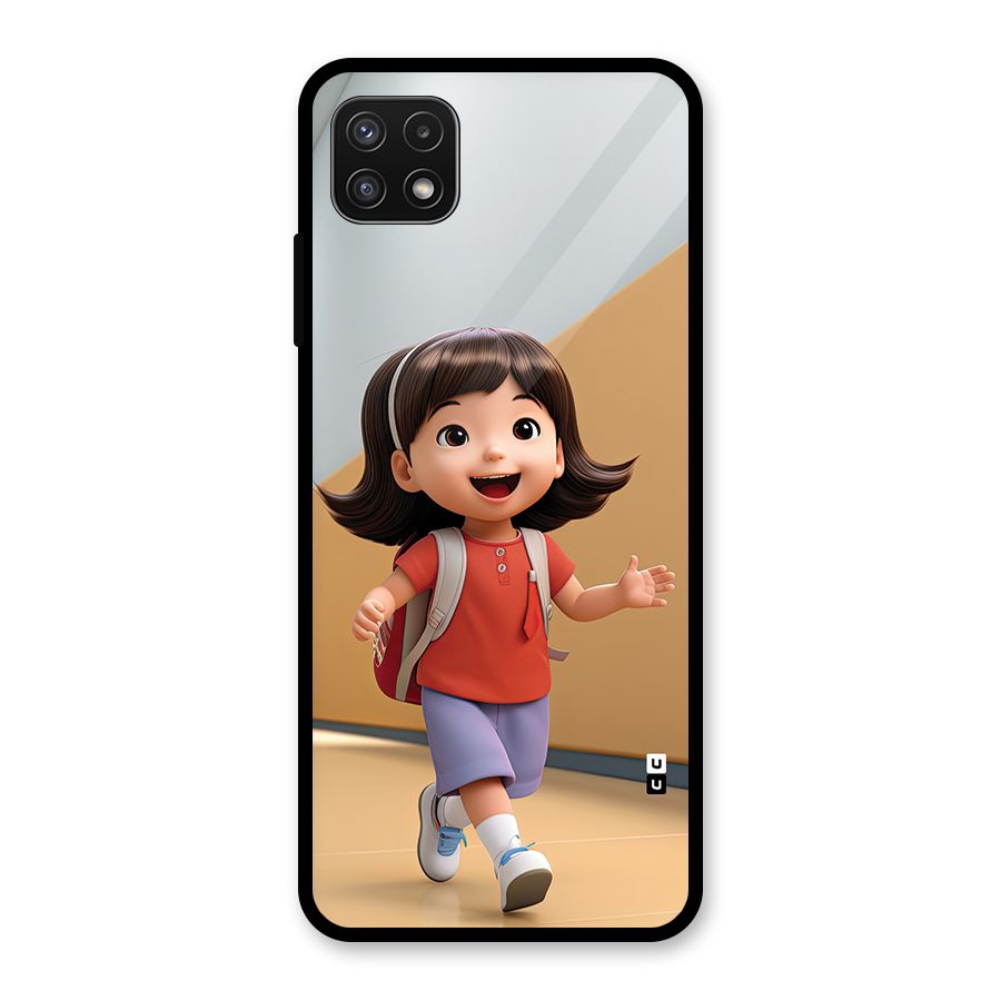 Cute School Girl Glass Back Case for Galaxy A22 5G