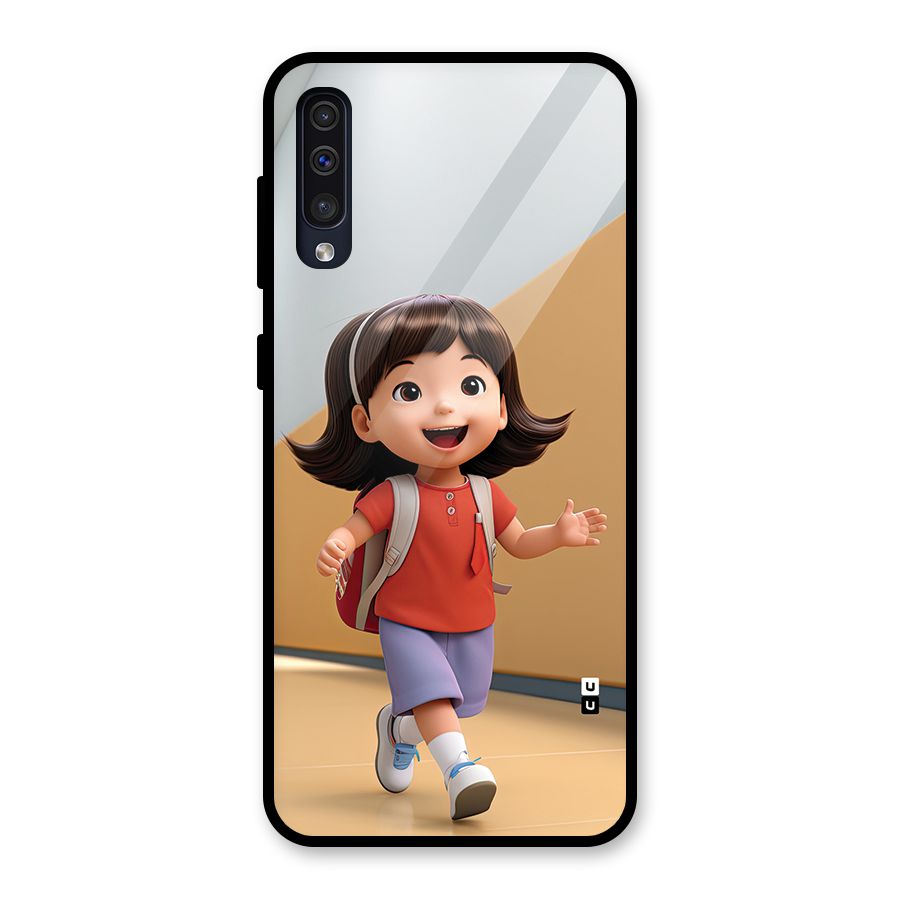 Cute School Girl Glass Back Case for Galaxy A50