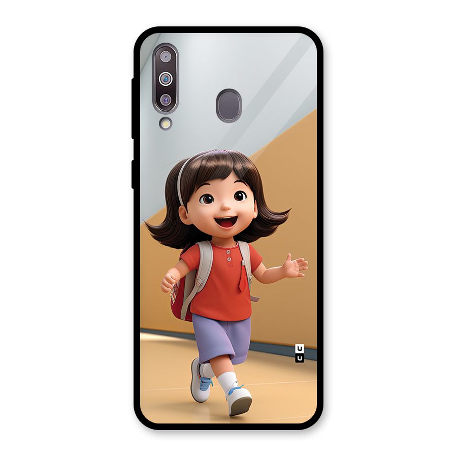 Cute School Girl Glass Back Case for Galaxy M30
