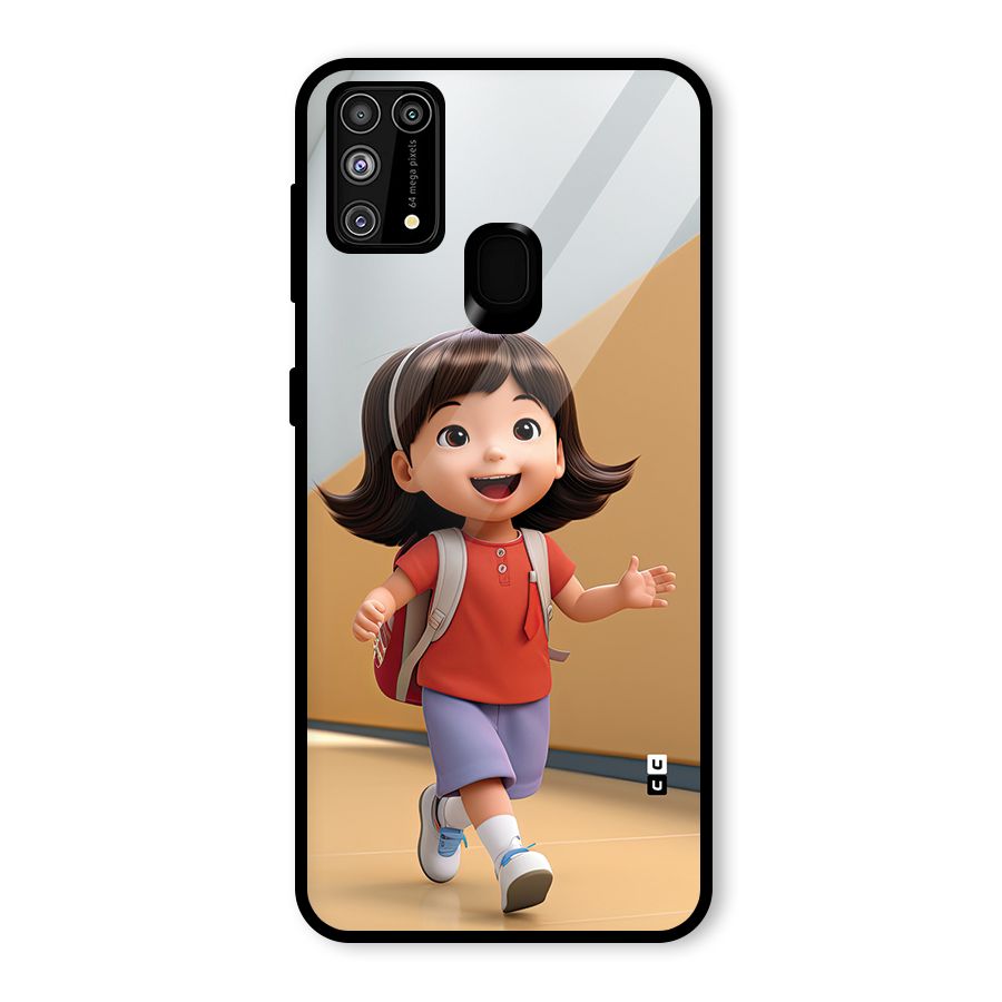 Cute School Girl Glass Back Case for Galaxy M31