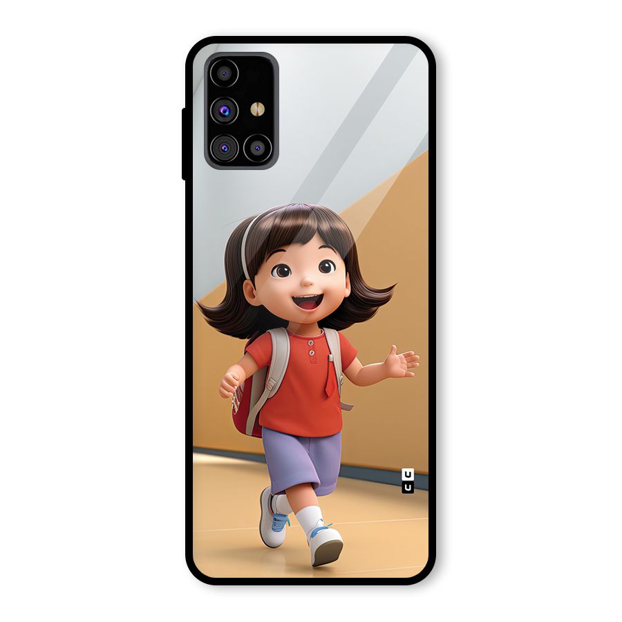 Cute School Girl Glass Back Case for Galaxy M31s