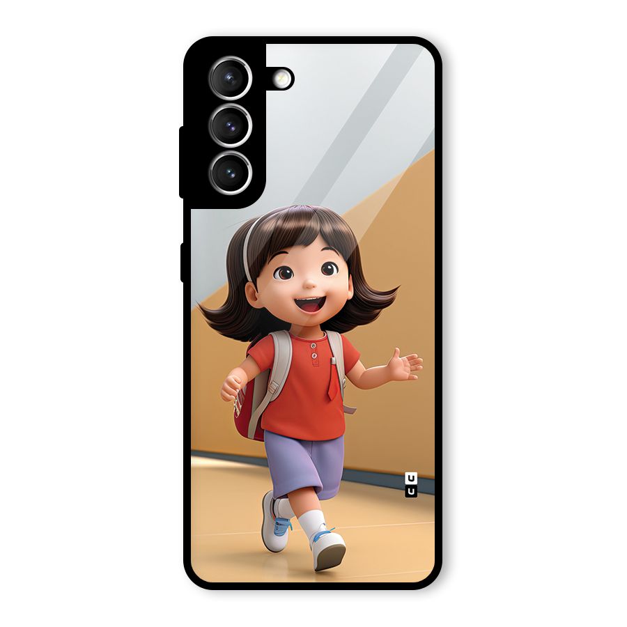 Cute School Girl Glass Back Case for Galaxy S21 5G