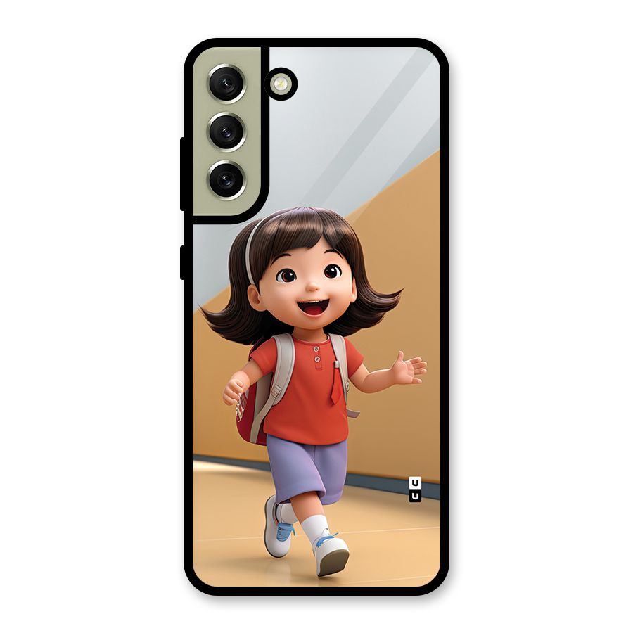 Cute School Girl Glass Back Case for Galaxy S21 FE 5G