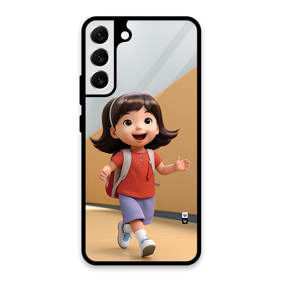 Cute School Girl Glass Back Case for Galaxy S22 Plus 5G