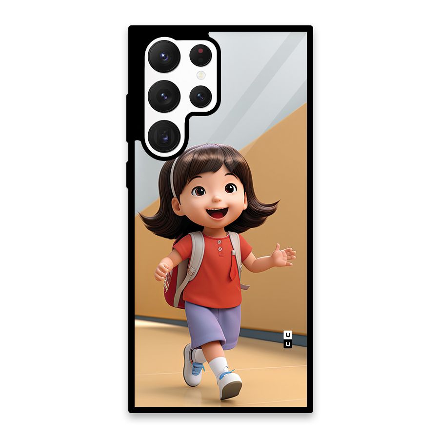 Cute School Girl Glass Back Case for Galaxy S22 Ultra 5G