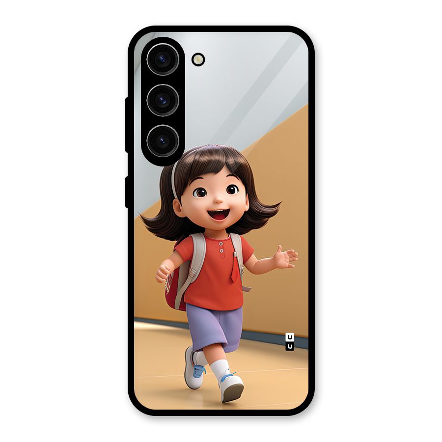 Cute School Girl Glass Back Case for Galaxy S23