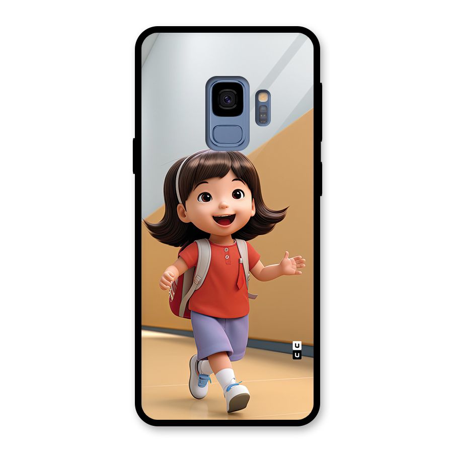 Cute School Girl Glass Back Case for Galaxy S9
