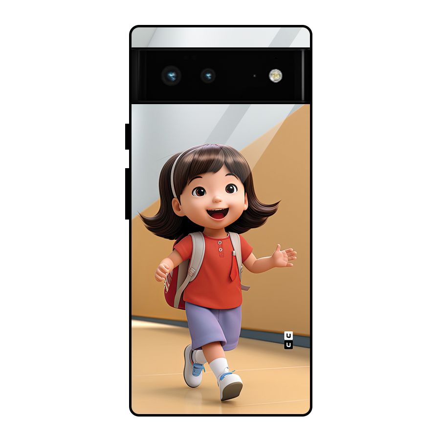 Cute School Girl Glass Back Case for Google Pixel 6