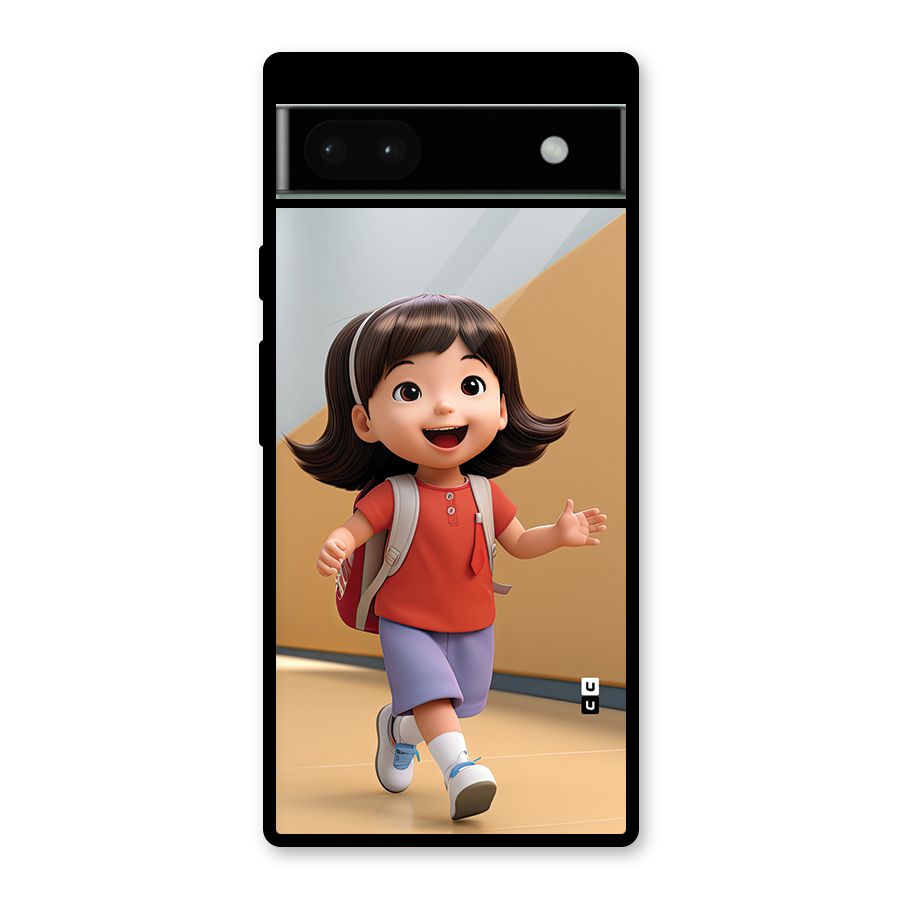 Cute School Girl Glass Back Case for Google Pixel 6a