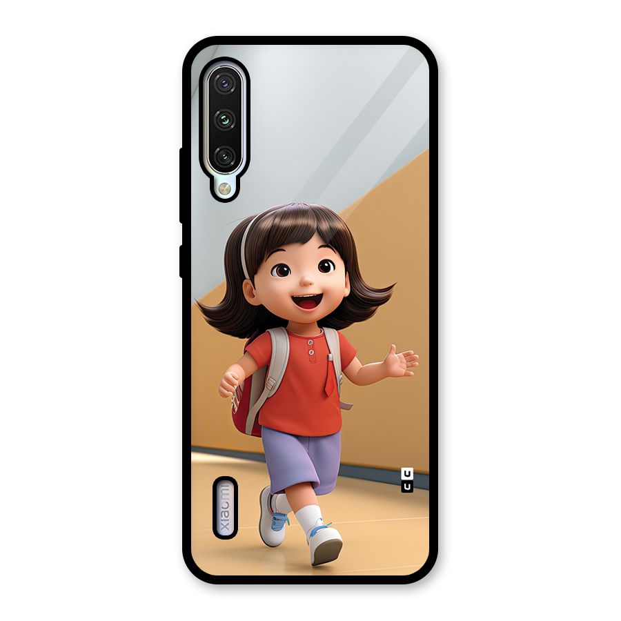 Cute School Girl Glass Back Case for Mi A3