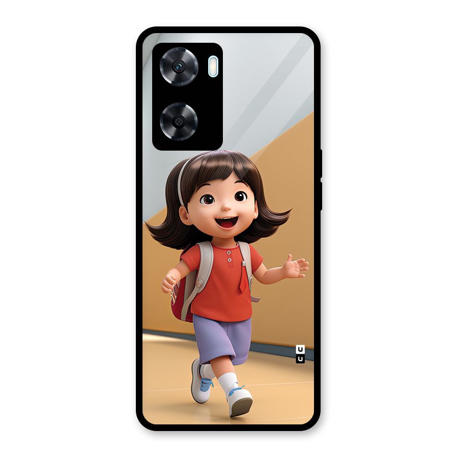 Cute School Girl Glass Back Case for Oppo A77