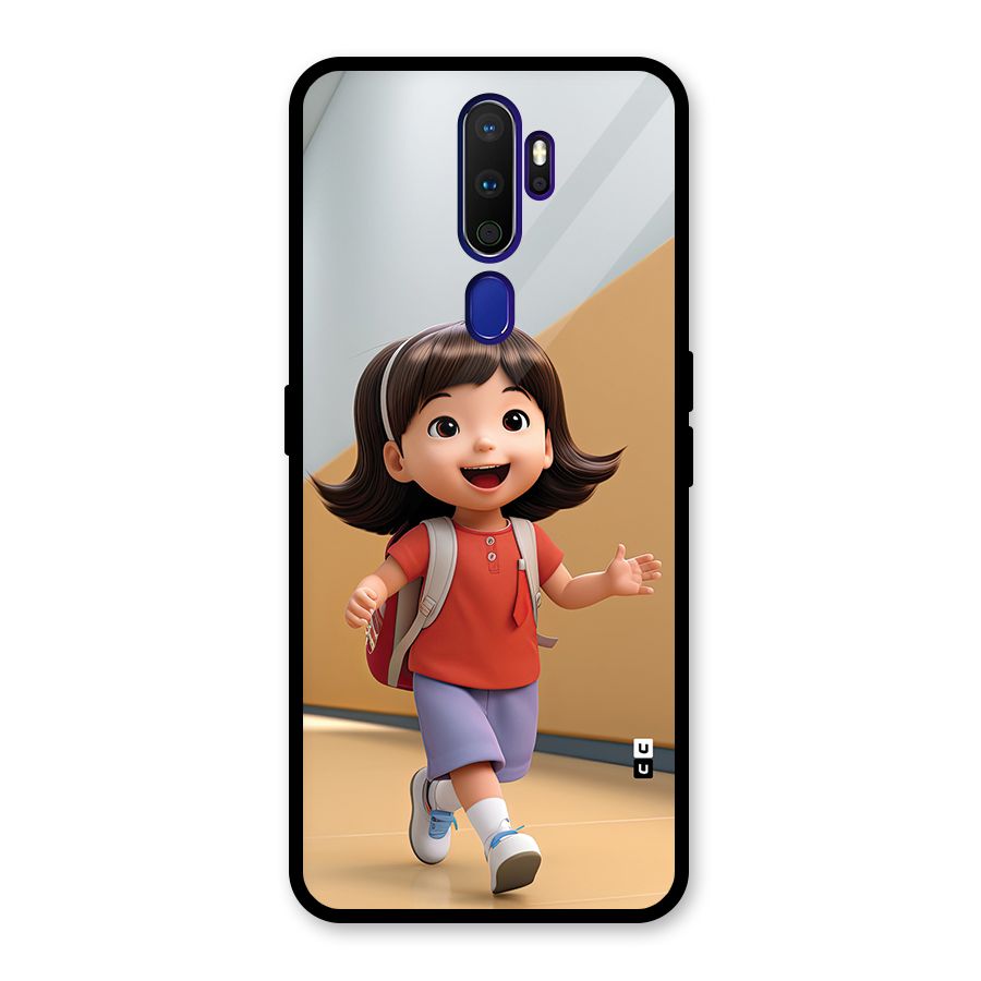 Cute School Girl Glass Back Case for Oppo A9 (2020)