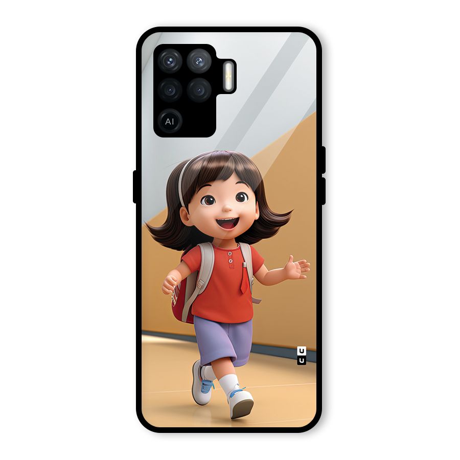 Cute School Girl Glass Back Case for Oppo F19 Pro