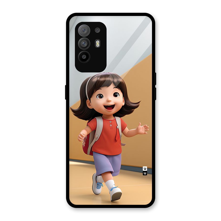 Cute School Girl Glass Back Case for Oppo F19 Pro Plus 5G