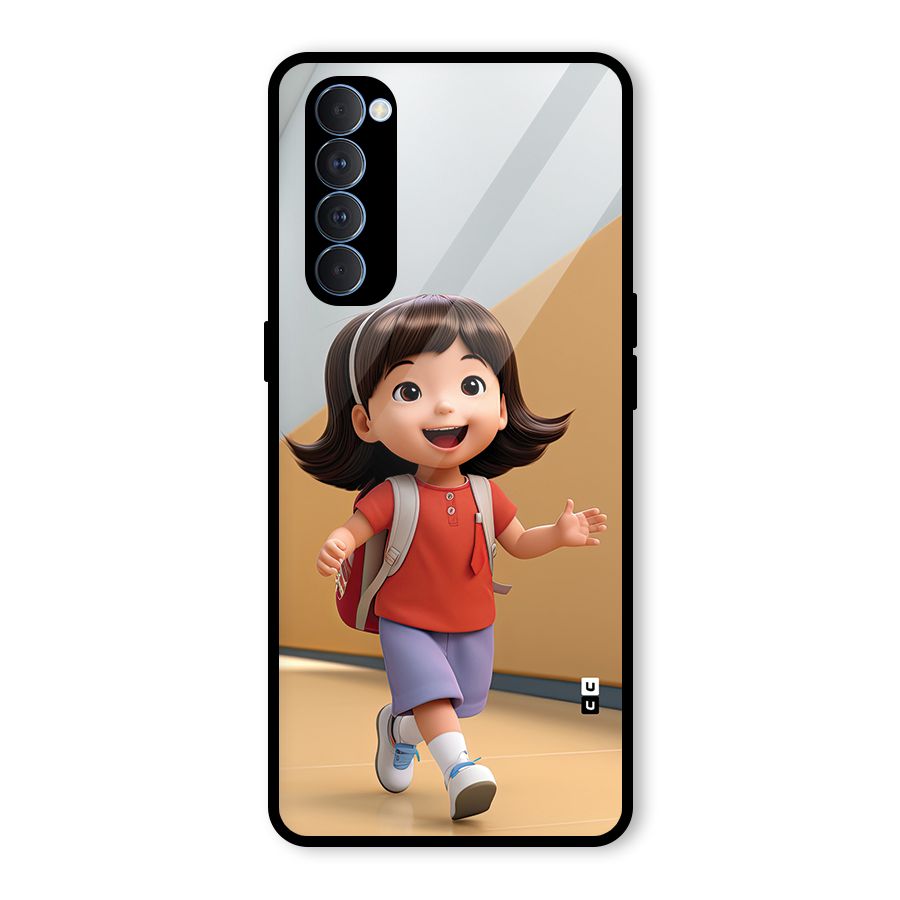 Cute School Girl Glass Back Case for Oppo Reno4 Pro