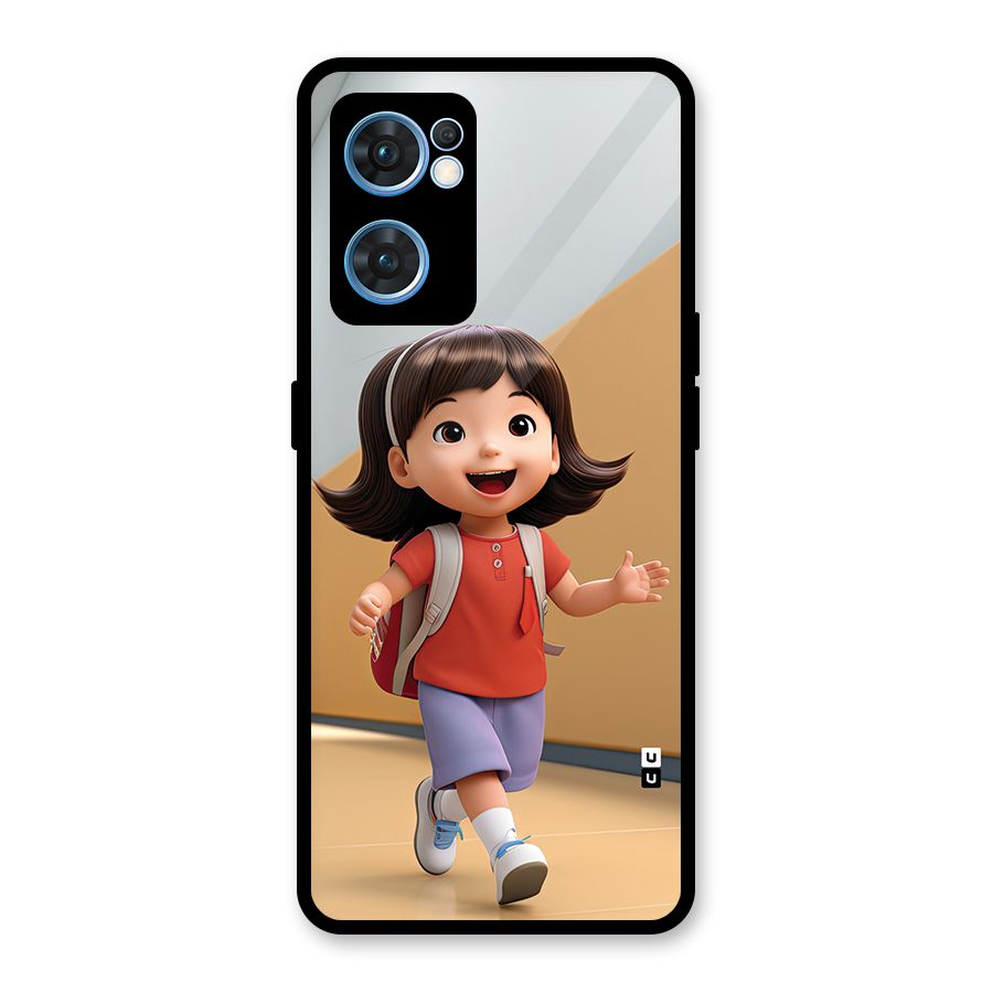 Cute School Girl Glass Back Case for Oppo Reno7 5G
