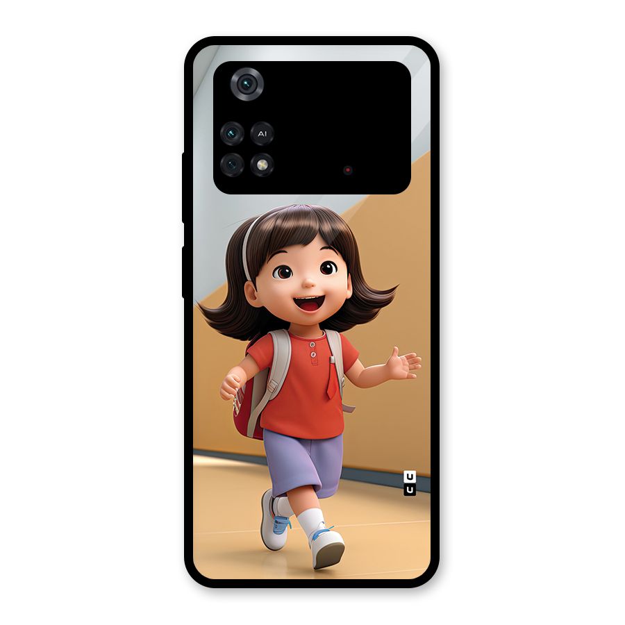 Cute School Girl Glass Back Case for Poco M4 Pro 4G