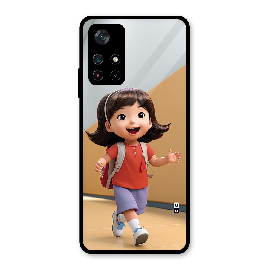Cute School Girl Glass Back Case for Poco M4 Pro 5G