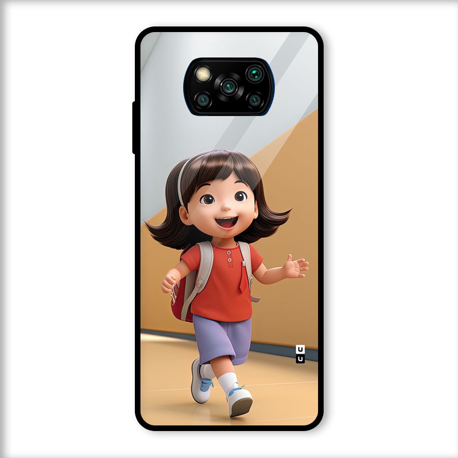 Cute School Girl Glass Back Case for Poco X3