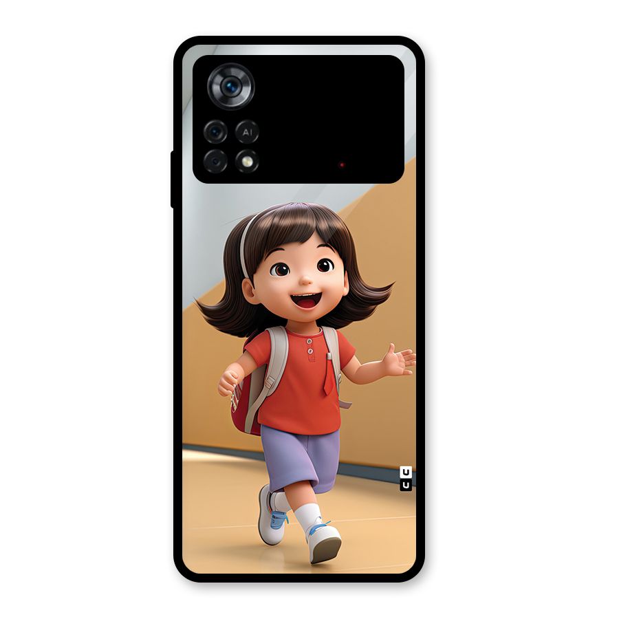 Cute School Girl Glass Back Case for Poco X4 Pro 5G