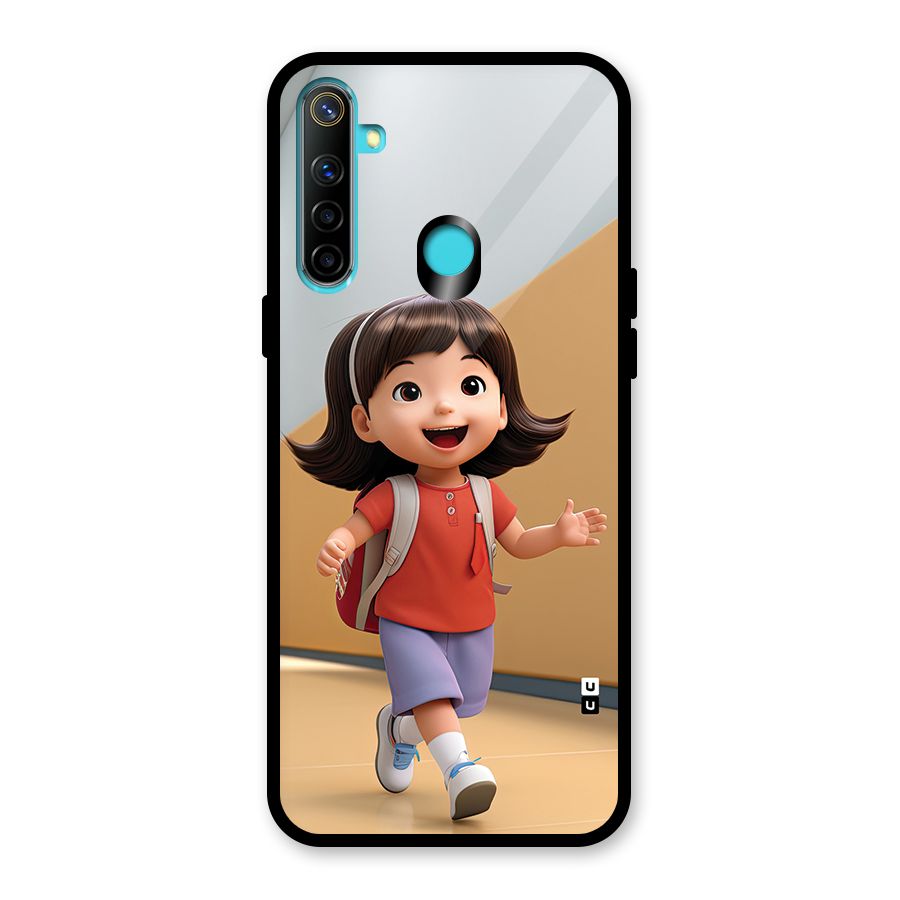Cute School Girl Glass Back Case for Realme 5i