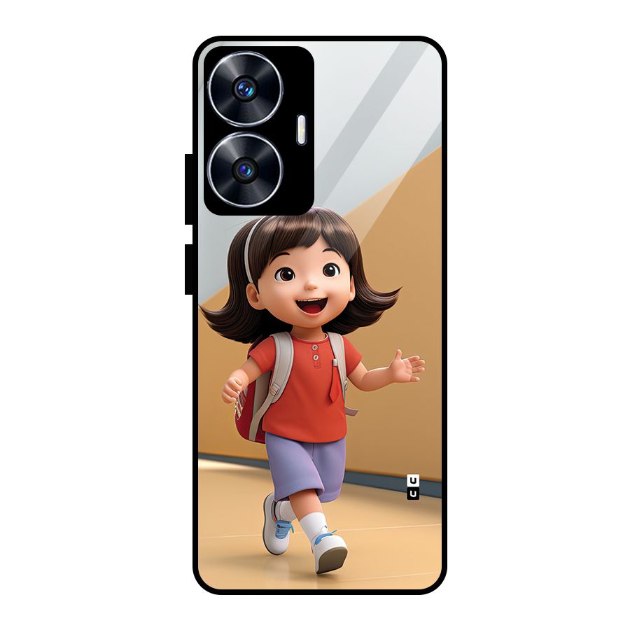 Cute School Girl Glass Back Case for Realme Narzo N55