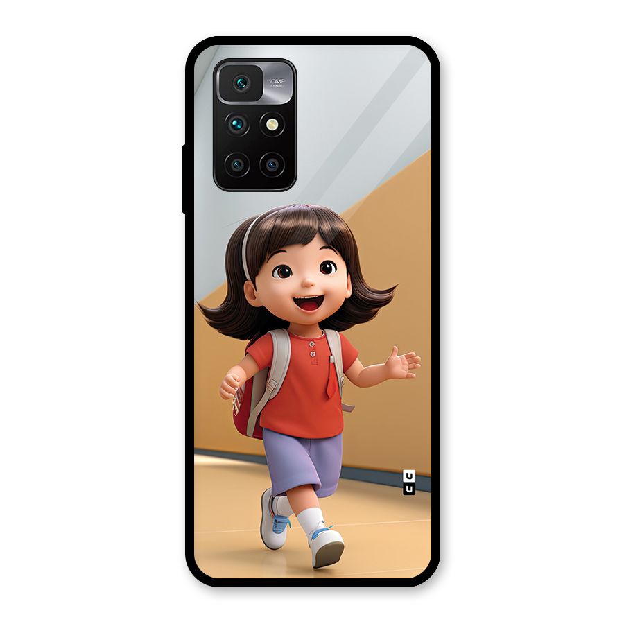 Cute School Girl Glass Back Case for Redmi 10 Prime